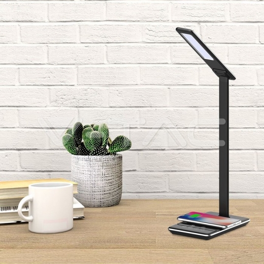 5W LED Table Lamp 3 in 1 Wireless Charger Square Black Body - 13