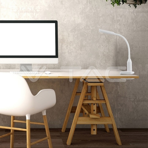 Lámpara de mesa LED 7W con pinza cuerpo blanco 3000K - 10