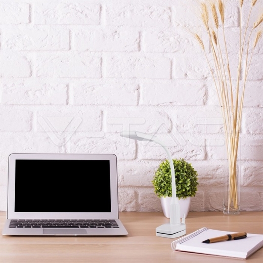 Lámpara de mesa LED 7W con pinza cuerpo blanco 3000K - 11