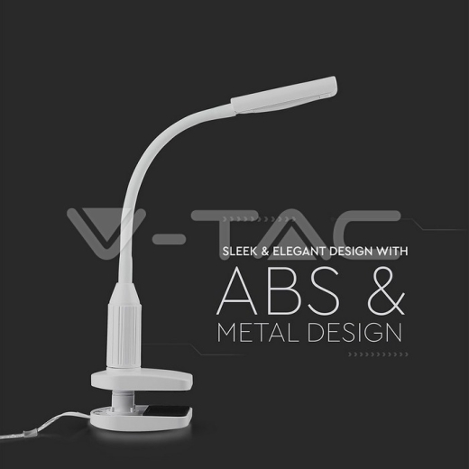 Lámpara de mesa LED 7W con pinza cuerpo blanco 3000K - 6