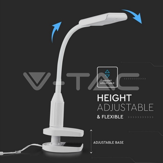 Lámpara de mesa LED 7W con pinza cuerpo blanco 3000K - 7