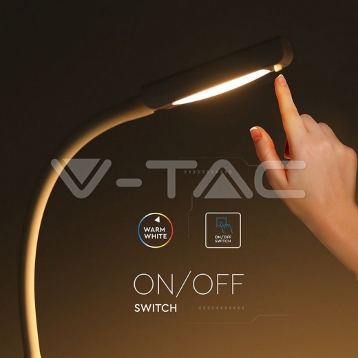 Lámpara de mesa LED 7W con pinza cuerpo blanco 3000K - 9