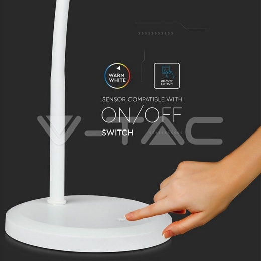 7W LED Desk Lamp White Body Stepless Dimming 3000K - 8