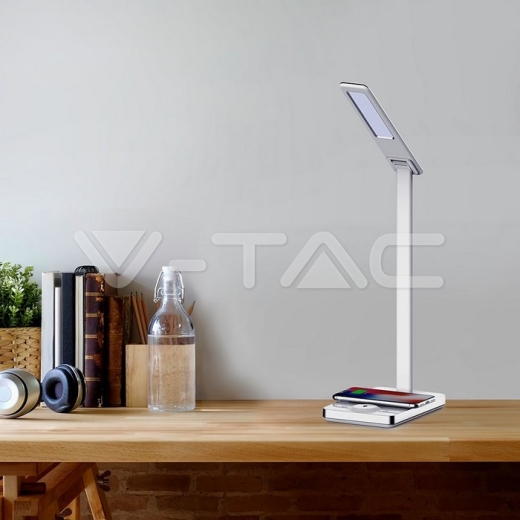 Lámpara Escritorio 5W CCT Carga Wireless Base Cuadrada Blanca - 12