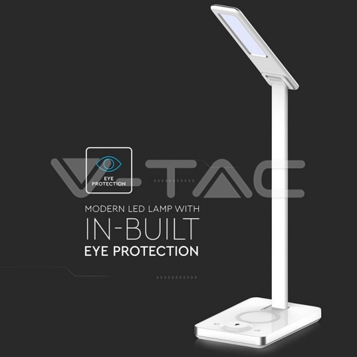 Lámpara Escritorio 5W CCT Carga Wireless Base Cuadrada Blanca - 9