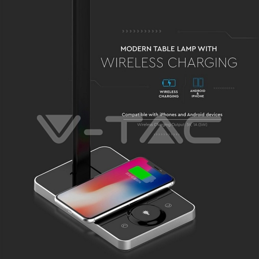 Lámpara Escritorio 5W CCT Carga Wireless Base Cuadrada Negra - 7