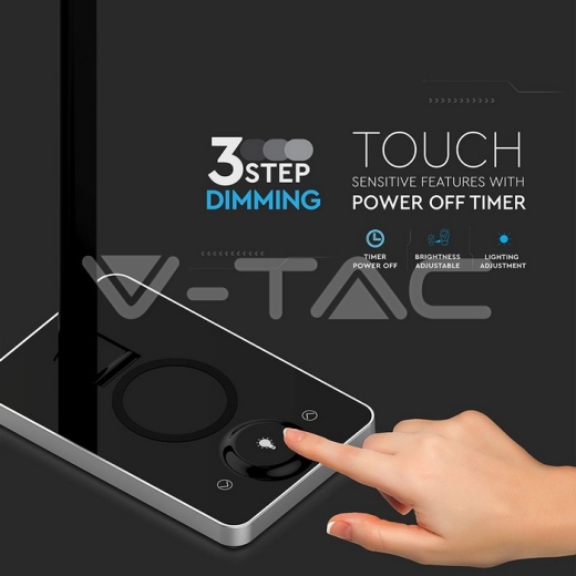 Lámpara Escritorio 5W CCT Carga Wireless Base Cuadrada Negra - 9