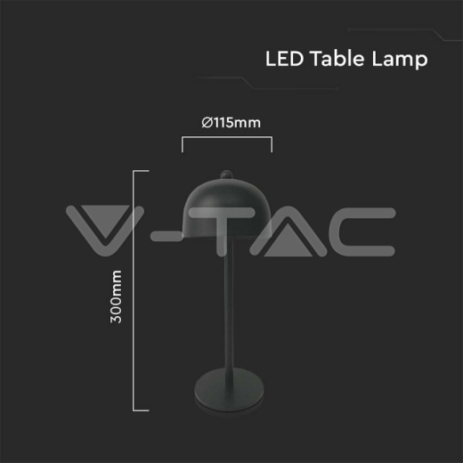 LED Table Lamp 1800mAh Battery 115x300 3in1 Black Body - 5