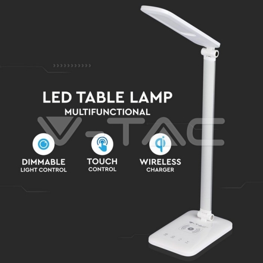 7W LED Table Lamp With Wireless Charger 3in1 White - 10