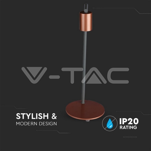 Designer Table Lamp E27 Holder Switch Red Bronzе - 4