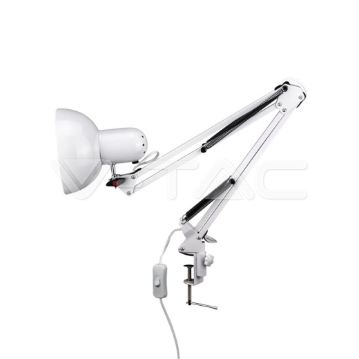 Lámpara de mesa аjustable Soporte de metal + interruptor & casquillo E27 color blanco - 2