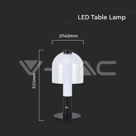 LED Table Lamp 1800mAh Battery 140 x 300 3 in 1 Black, Transparent Glass - 5