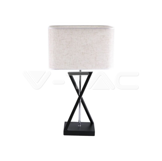 Designer Table Lamp E27 Ivory Shade Black Base Switch Square - 1