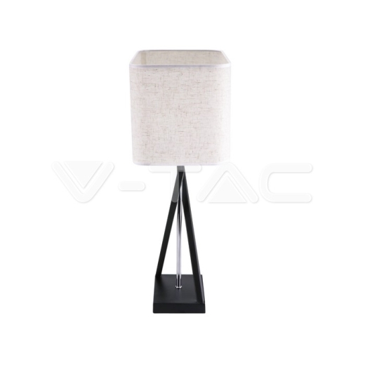 Designer Table Lamp E27 Ivory Shade Black Base Switch Square - 2