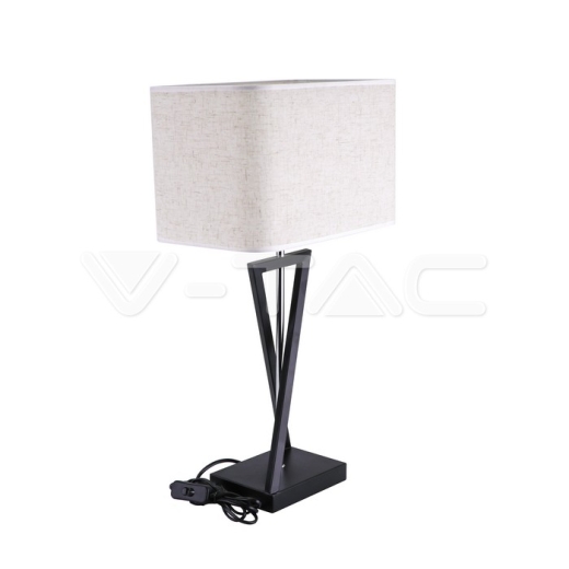 Designer Table Lamp E27 Ivory Shade Black Base Switch Square - 3