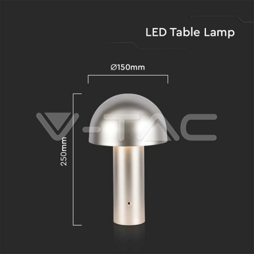 LED Table Lamp 1800mAh Battery 150x250 3in1 Champagne Gold Body - 5