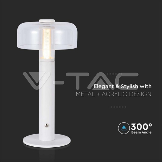 LED Table Lamp 1800mAh Battery 150 x 300 3 in 1 White Body - 2