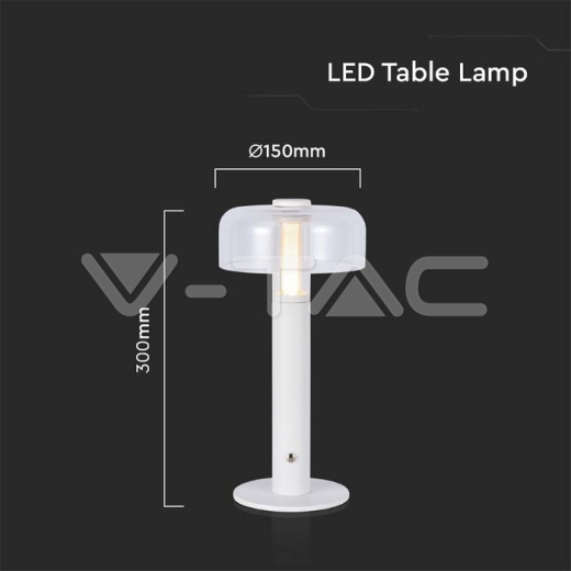 LED Table Lamp 1800mAh Battery 150 x 300 3 in 1 White Body - 5