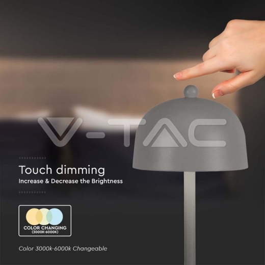 LED Table Lamp 1800mAh Battery 115x300 3in1 Grey Body - 3