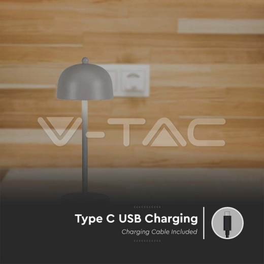 LED Table Lamp 1800mAh Battery 115x300 3in1 Grey Body - 4