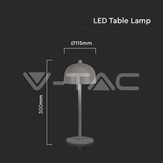 LED Table Lamp 1800mAh Battery 115x300 3in1 Grey Body - 5