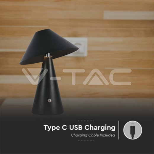 LED Table Lamp 1800mAh Battery 180 x 240 3 in 1 Black Body - 4