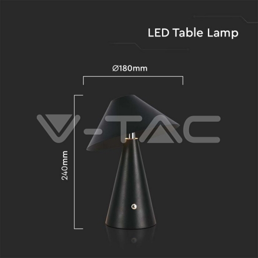 LED Table Lamp 1800mAh Battery 180 x 240 3 in 1 Black Body - 5