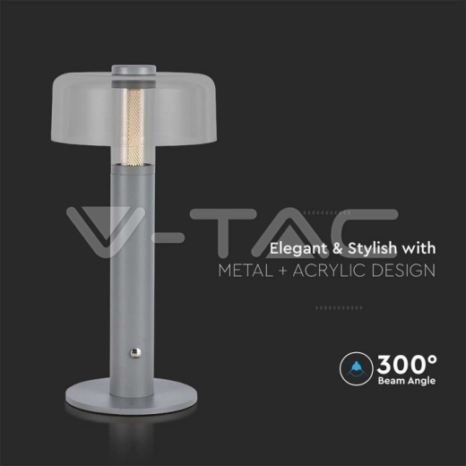 LED Table Lamp 1800mAh Battery 150 x 300 3 in 1 Grey Body - 2