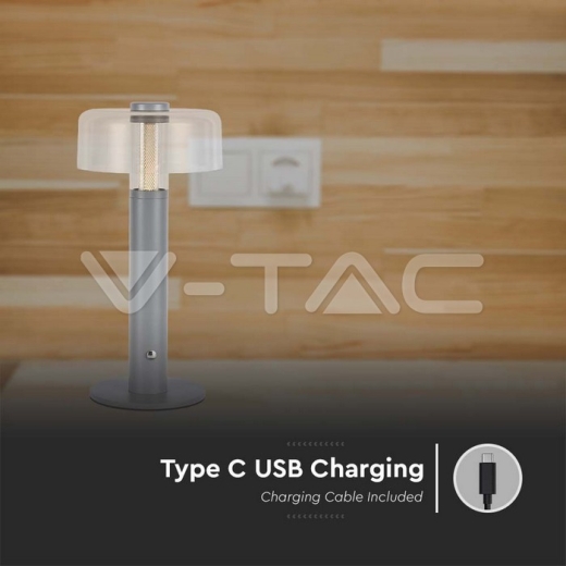 LED Table Lamp 1800mAh Battery 150 x 300 3 in 1 Grey Body - 4