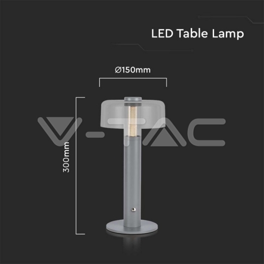 LED Table Lamp 1800mAh Battery 150 x 300 3 in 1 Grey Body - 5