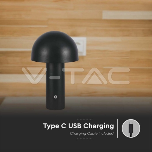 LED Table Lamp 1800mAh Battery 150x250 3in1 Black Body - 4