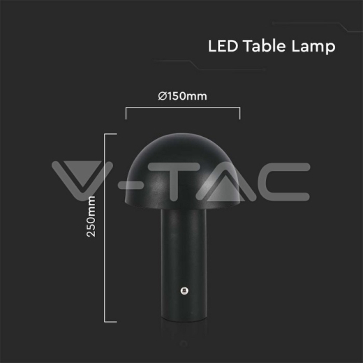 LED Table Lamp 1800mAh Battery 150x250 3in1 Black Body - 5