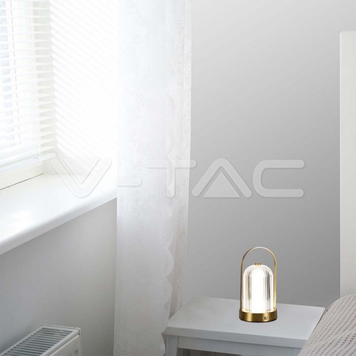 LED Table Lamp 1800mAH Battery D:120*190 French Gold Body 3IN1 - 7