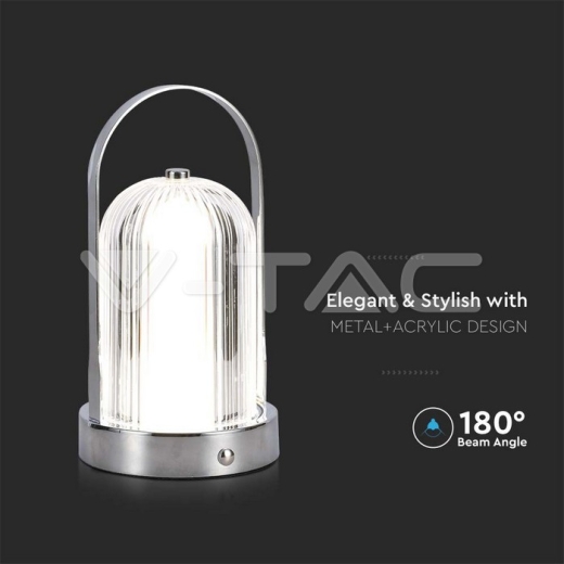 LED Table Lamp 1800mAH Battery D:120*190C Chrome Body 3IN1 - 2