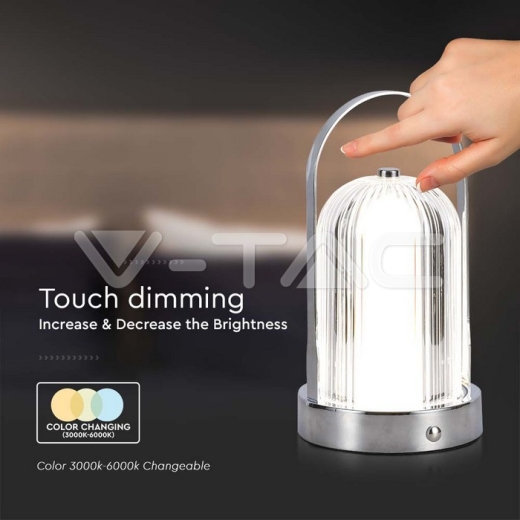 LED Table Lamp 1800mAH Battery D:120*190C Chrome Body 3IN1 - 3