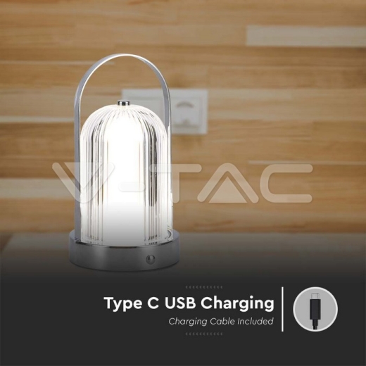 LED Table Lamp 1800mAH Battery D:120*190C Chrome Body 3IN1 - 4