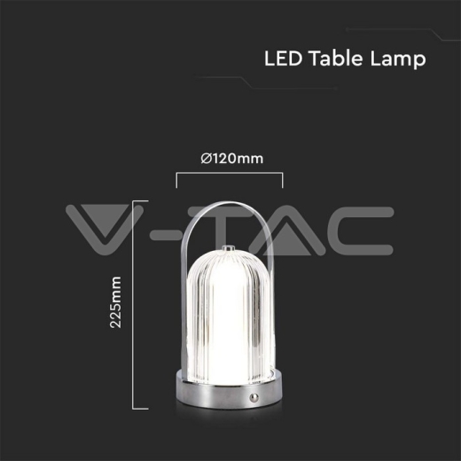 LED Table Lamp 1800mAH Battery D:120*190C Chrome Body 3IN1 - 5