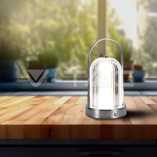 LED Table Lamp 1800mAH Battery D:120*190C Chrome Body 3IN1 - 6