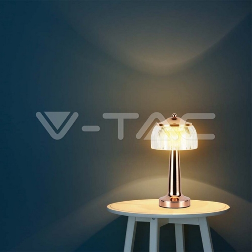 LED Table Lamp 1800mAH BatteryD:13.5*26.5 French Gold Body 3IN1 - 6