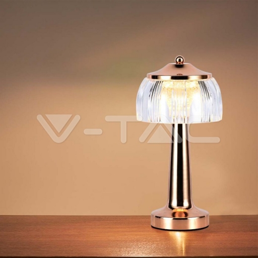 LED Table Lamp 1800mAH BatteryD:13.5*26.5 French Gold Body 3IN1 - 7