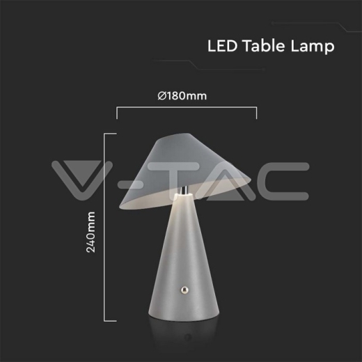 LED Table Lamp 1800mAh Battery 180 x 240 3 in 1 Grey Body - 5
