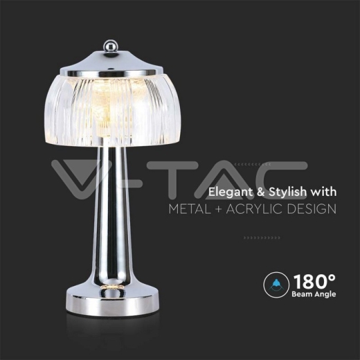 LED Table Lamp 1800mAH BatteryD:13.5*26.5 Chrome Body3IN1 - 2