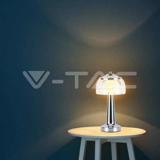 LED Table Lamp 1800mAH BatteryD:13.5*26.5 Chrome Body3IN1 - 6