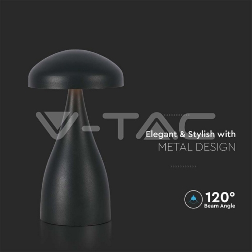 LED Table Lamp 800mAh Battery 120x220 3in1 Black Body - 2