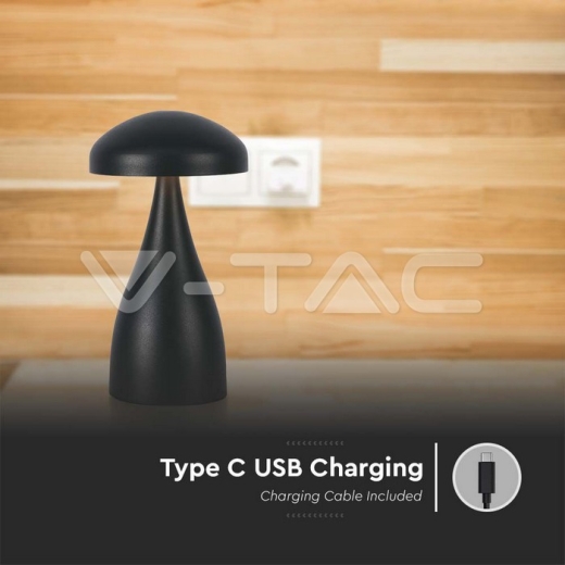 LED Table Lamp 800mAh Battery 120x220 3in1 Black Body - 4