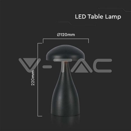 LED Table Lamp 800mAh Battery 120x220 3in1 Black Body - 5