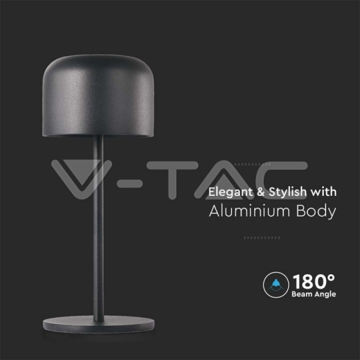 LED Table Lamp 2200mAH Battery D86*H210mm Black Body IP54 - 2