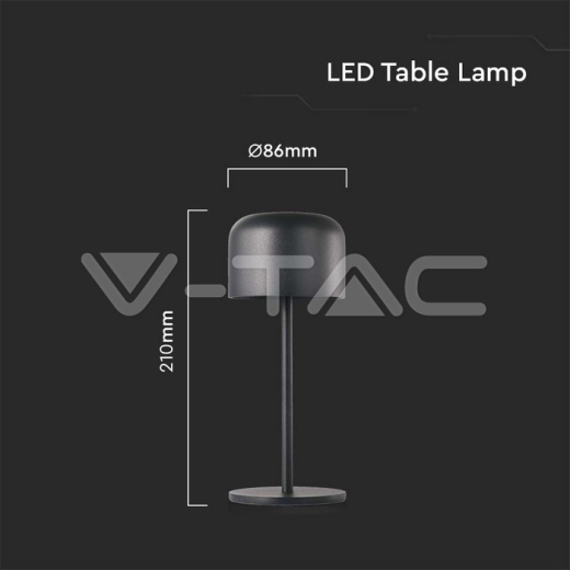 LED Table Lamp 2200mAH Battery D86*H210mm Black Body IP54 - 5