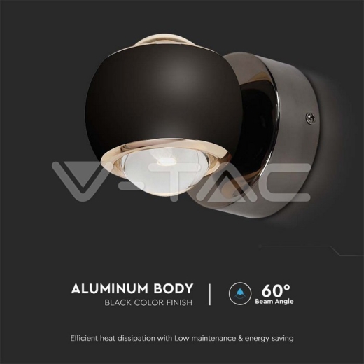 Aplique LED 10W Luz Cuerpo Negro 3000K - 3