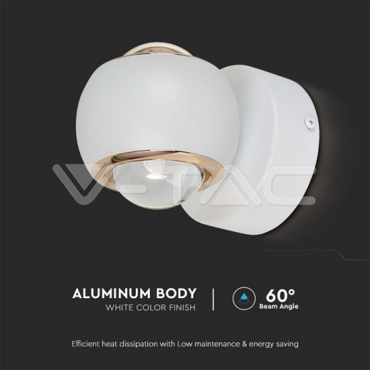 10W LED Wall Lamp Light White Body 3000K - 3